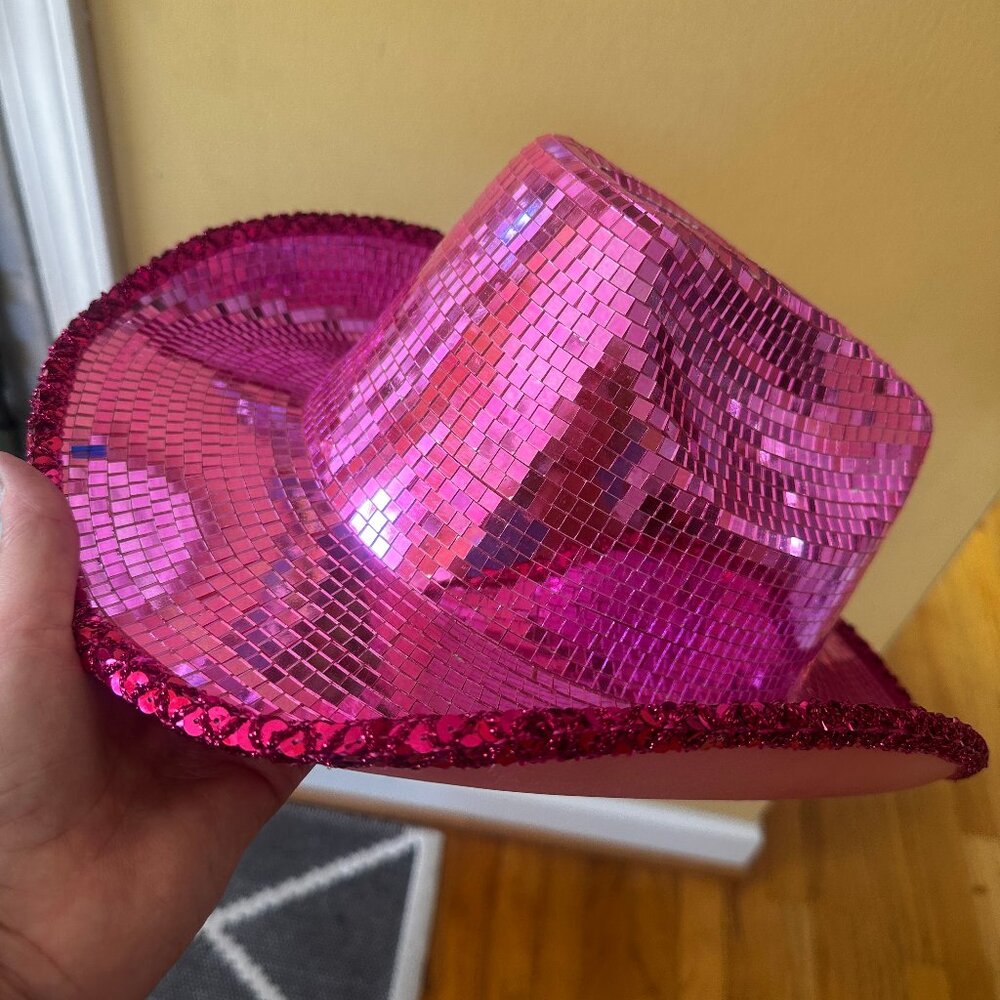 Pink Mirror Disco Ball Cowboy Hat - Picture 2 of 8